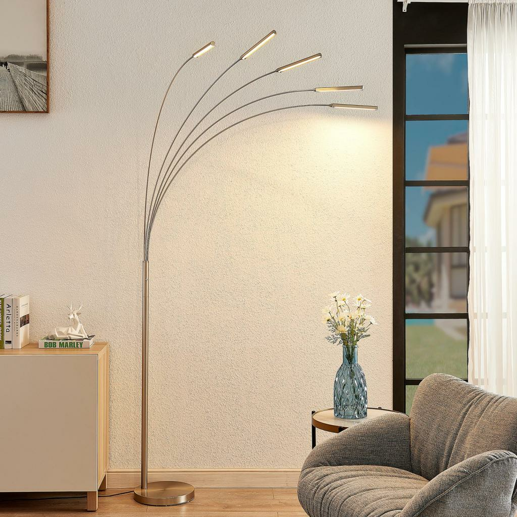 B-Ware Lindby Feska Led Stehleuchte Stehlampe Standleuchte Lampe Leuchte Led Silber
