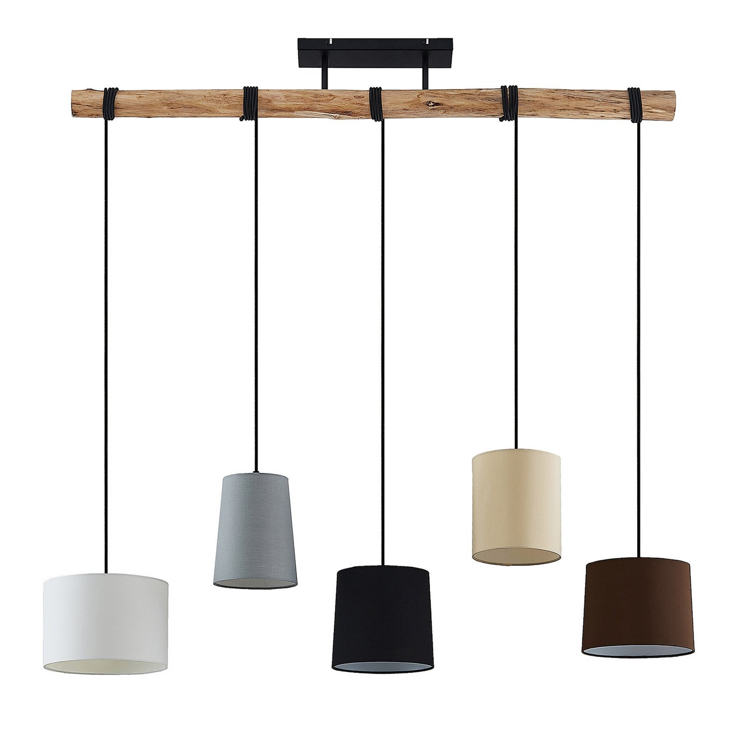 B-Ware Lindby Hängeleuchte Pendelleuchte Amilia Stoff 5 Flg Grau Beige E27332