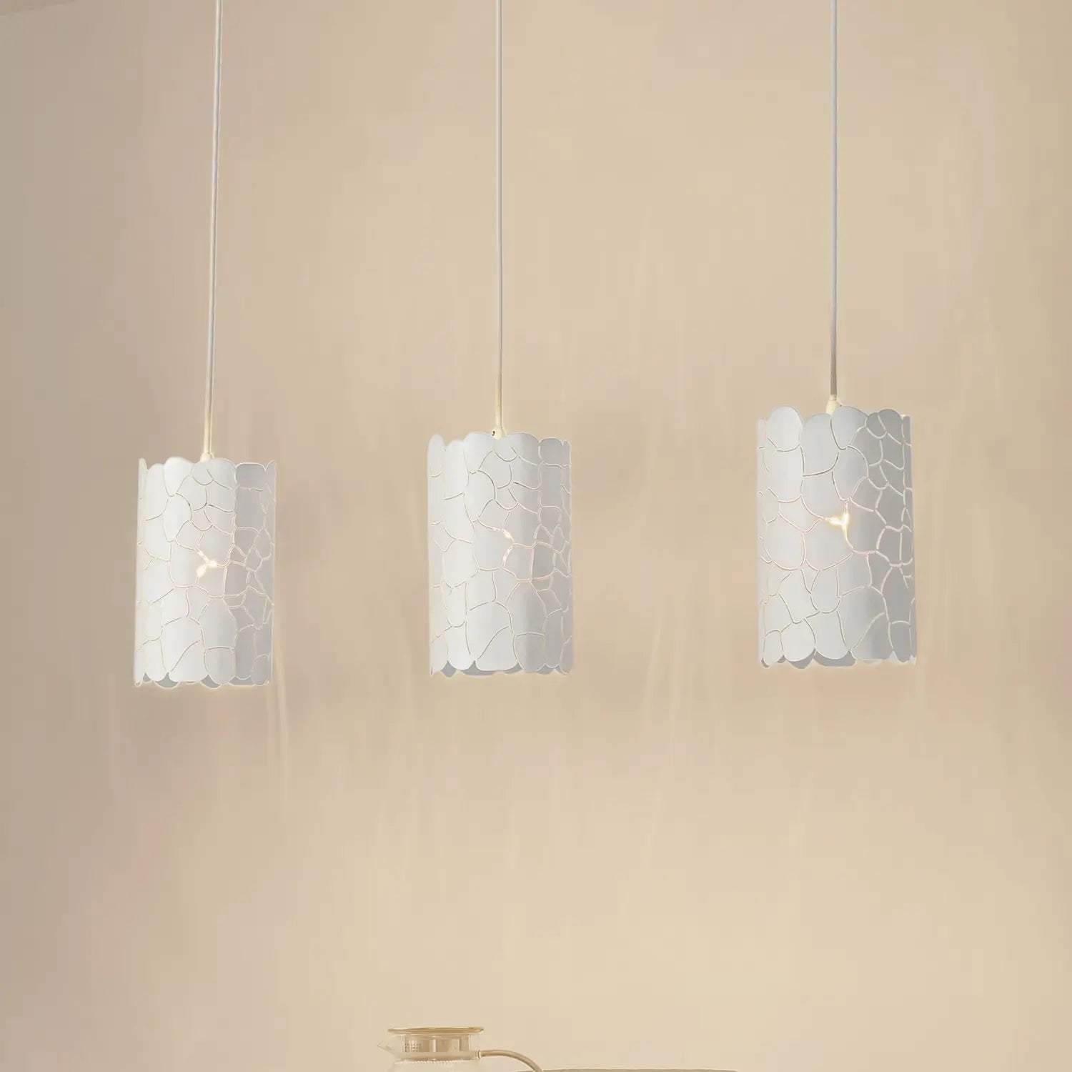 B-Ware Lindby Hängeleuchte Pendelleuchte Aralena Weiß 3 Flg Länge 92 Cm