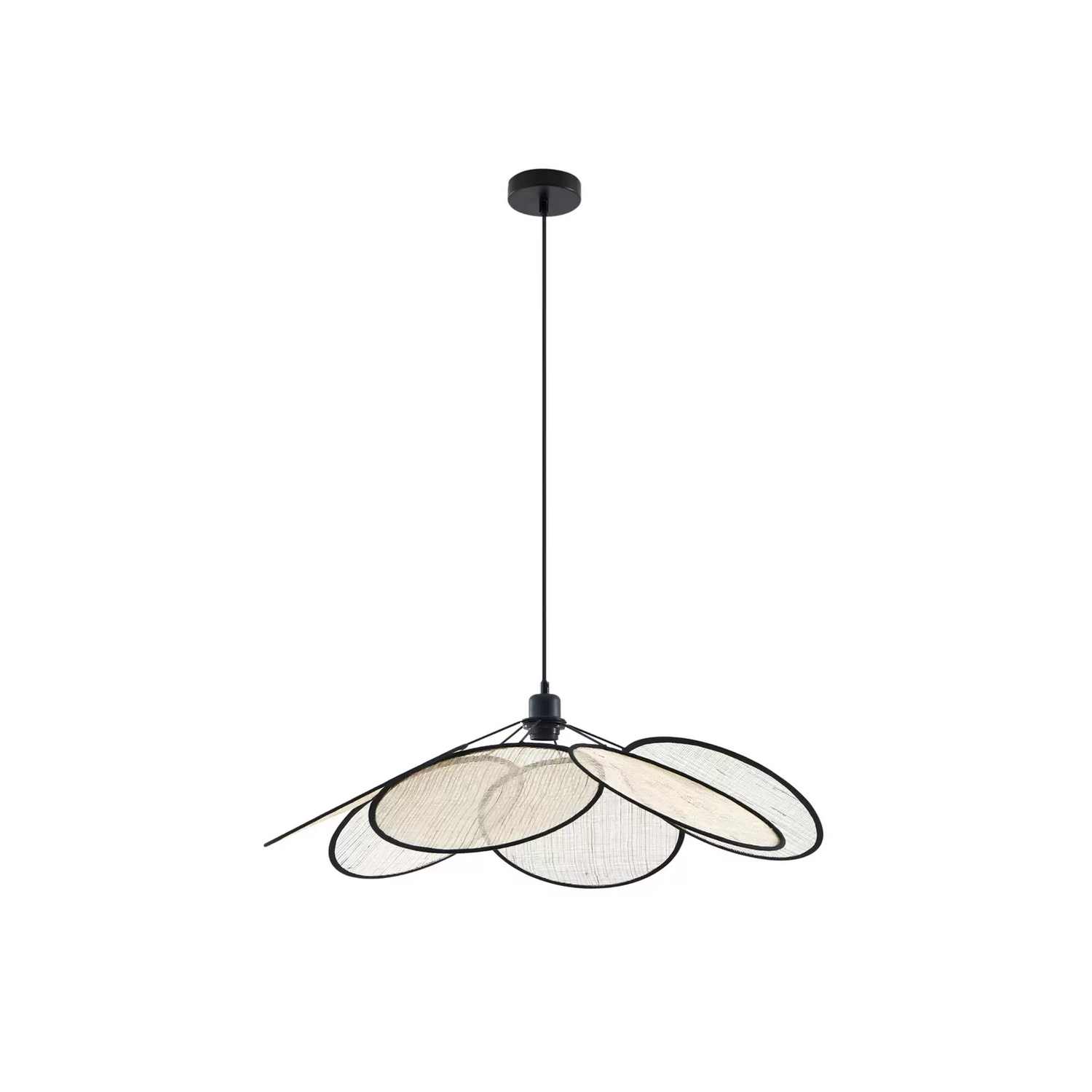 B-Ware Lindby Hängeleuchte Astraia Natur/Schwarz Leinen ø 80cm Hängelampe Siehe Text
