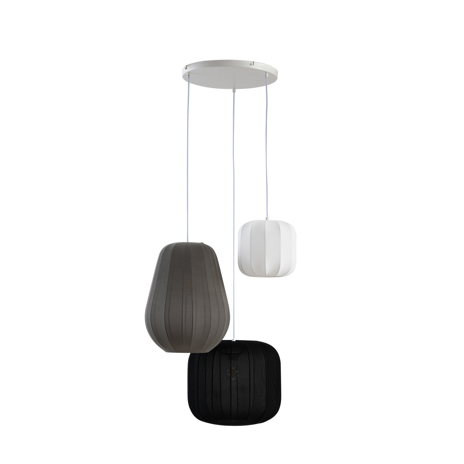 B-Ware Lindby Hängelampe Pendelleuchte Lampe Schwarz Weiß Grau Textil 60cm 3 Flammig125
