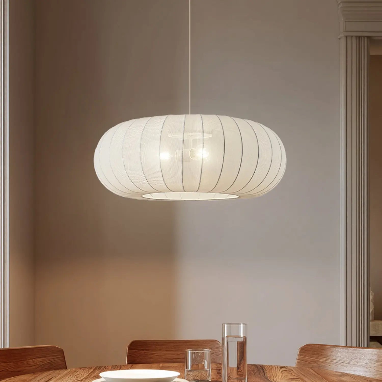 B-Ware Lindby Hängeleuchte Pendelampe Helin Weiß Textil ø 70 Cm 3 X E27 Leuchte Lampe