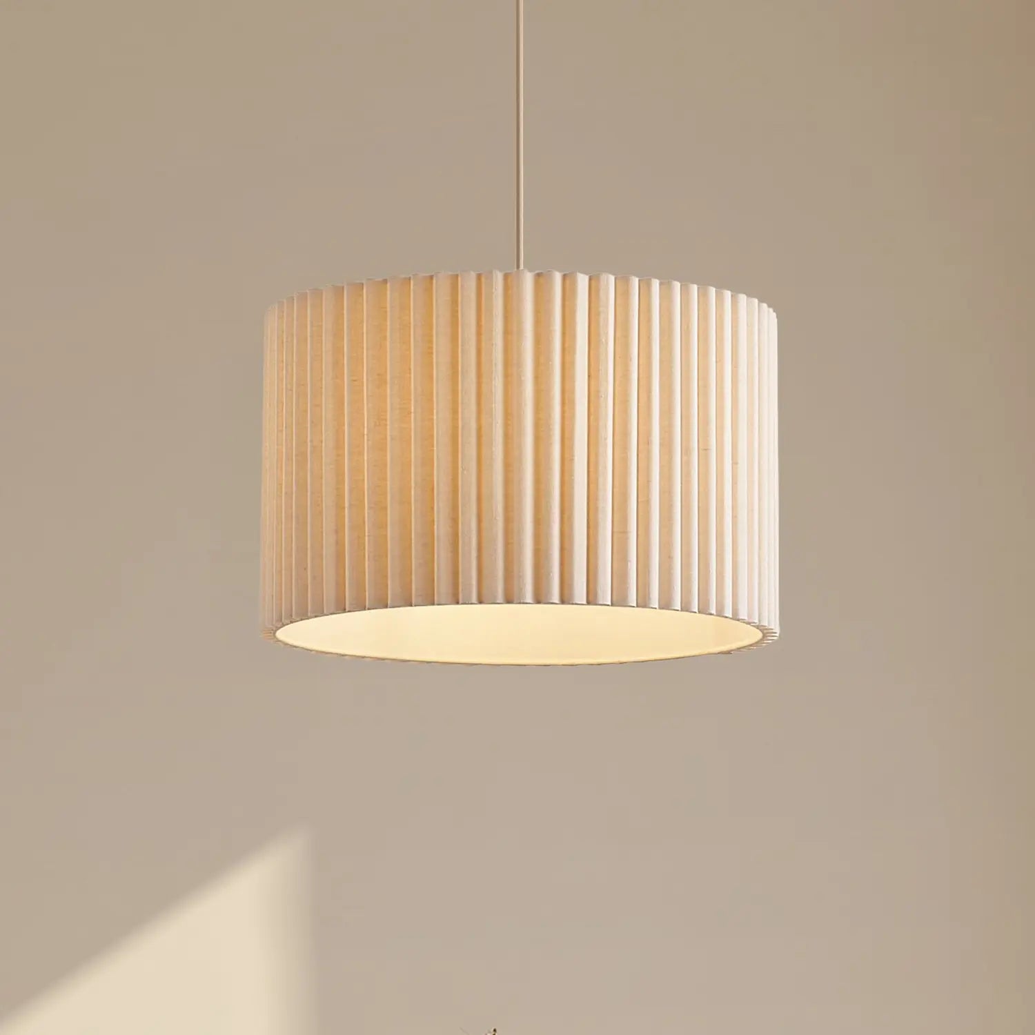 B-Ware Lindby Hängeleuchte Pendelleuchte Libbie Leuchte Leinen Cremefarben 45 Cm ø