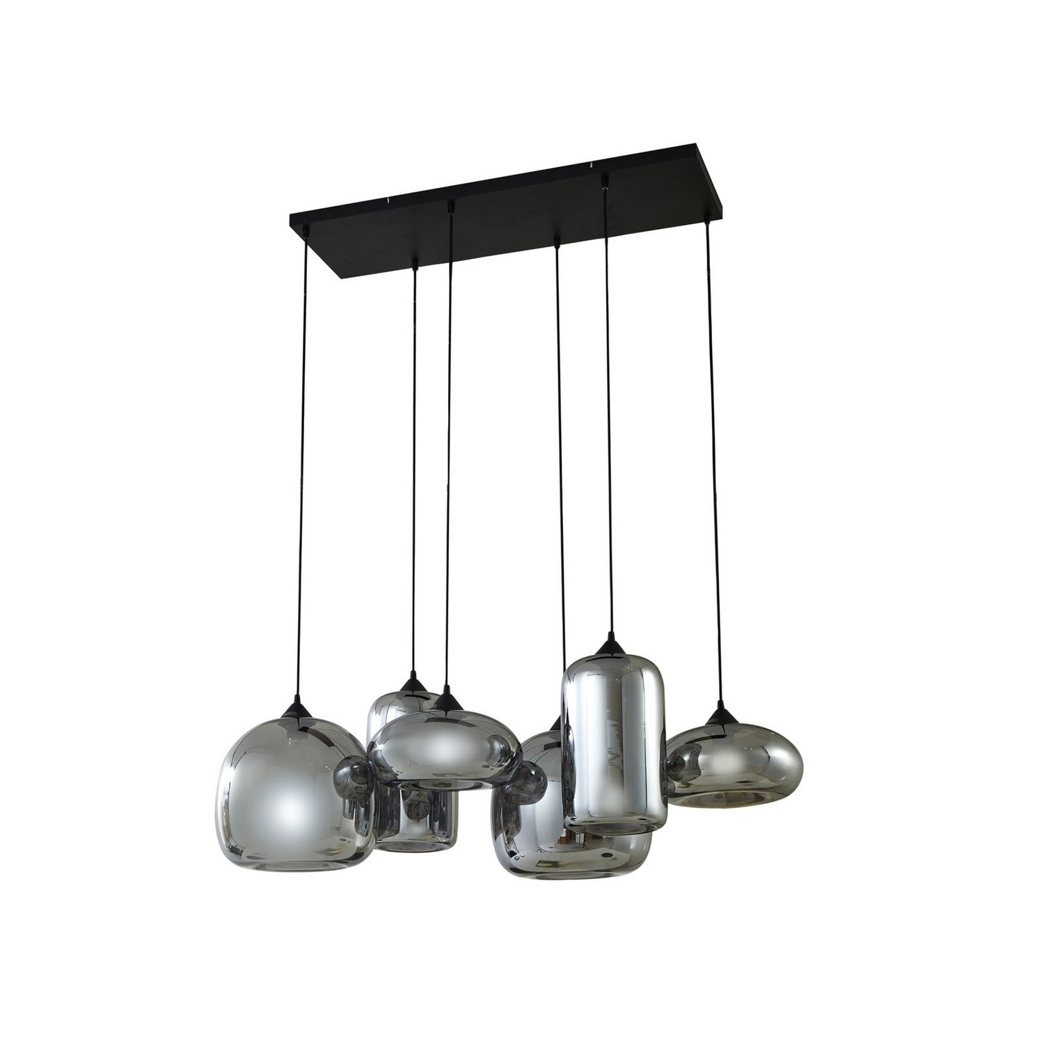 B-Ware Lindby Hängeleuchte Pendellampe Marla Glas Rauchgrau 6fl 108cm E27 Dimmbar