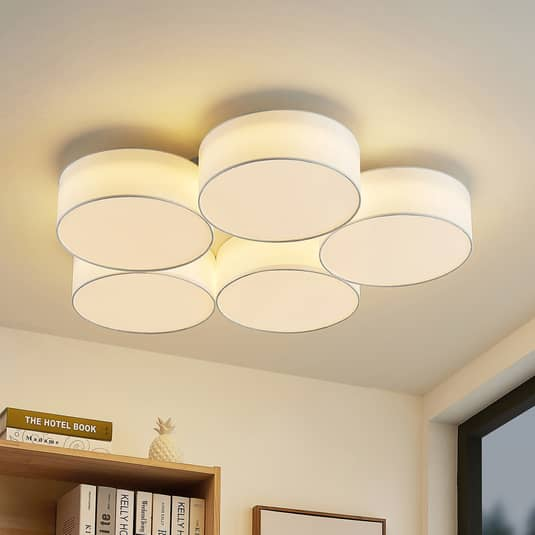 B-Ware Lindby Janita Led Stoffdeckenlampe Deckenlampe Lampe Leuchte Decke 5 Fl. Weiß