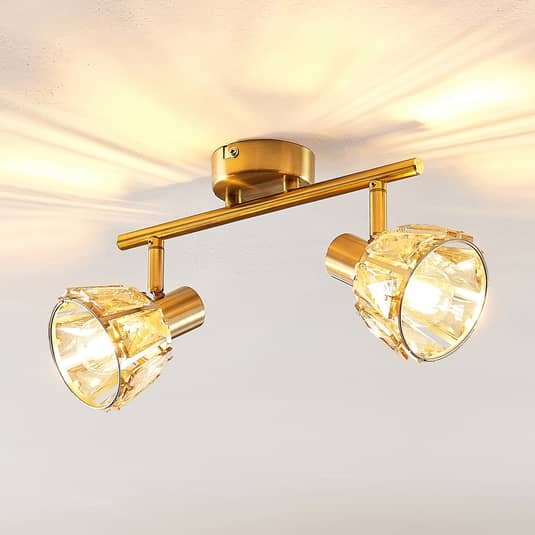B-Ware Lindby Kosta Deckenlampe Lampe Deckenlampe Wohnzimmerlampe 2 Flammig Messing596