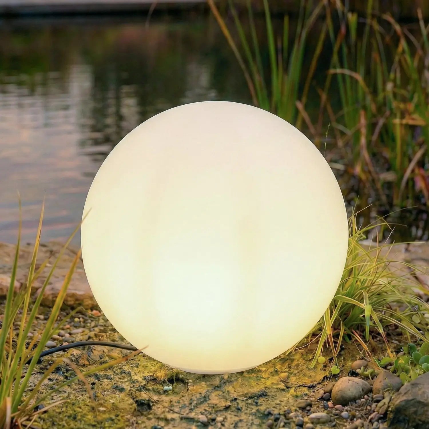 B-Ware Lindby Kugelleuchte Garten Valyra Außenleuchte E27 Led Weiß Erdspieß Ip54 ø 50cm