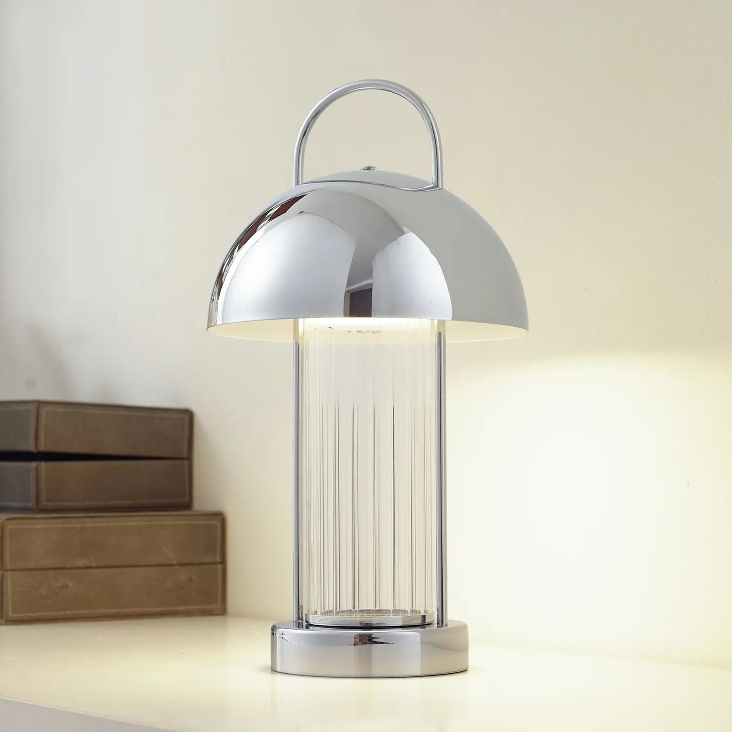 B-Ware Lindby Tischleuchte Lampe Akku Led Mareli Chrom Schalter Dimmer Usb Akku Kabel