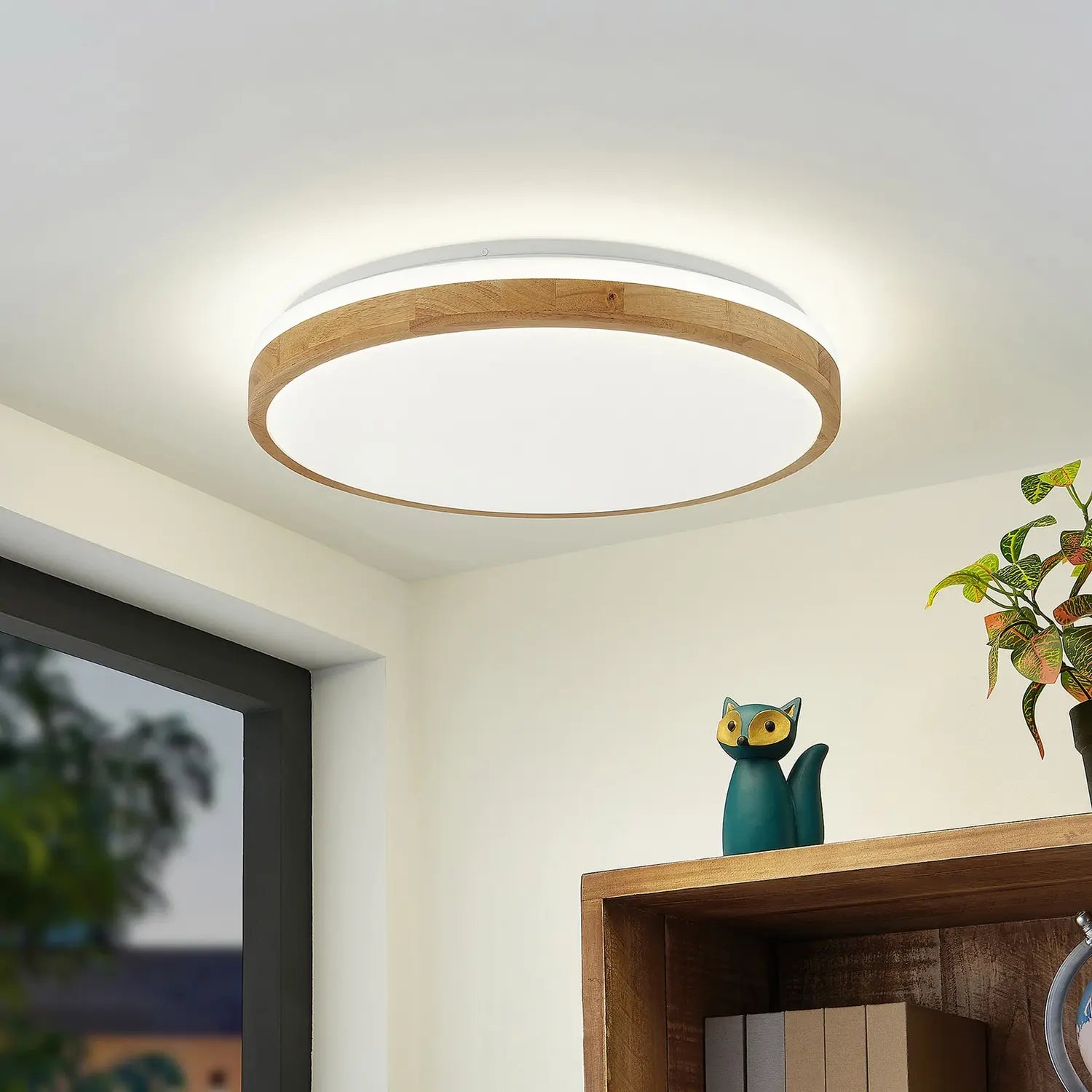 B-Ware Lindby Deckenleuchte Deckenlampe Emiva Led Fernbedienung Holz Weiß Kunststoff10