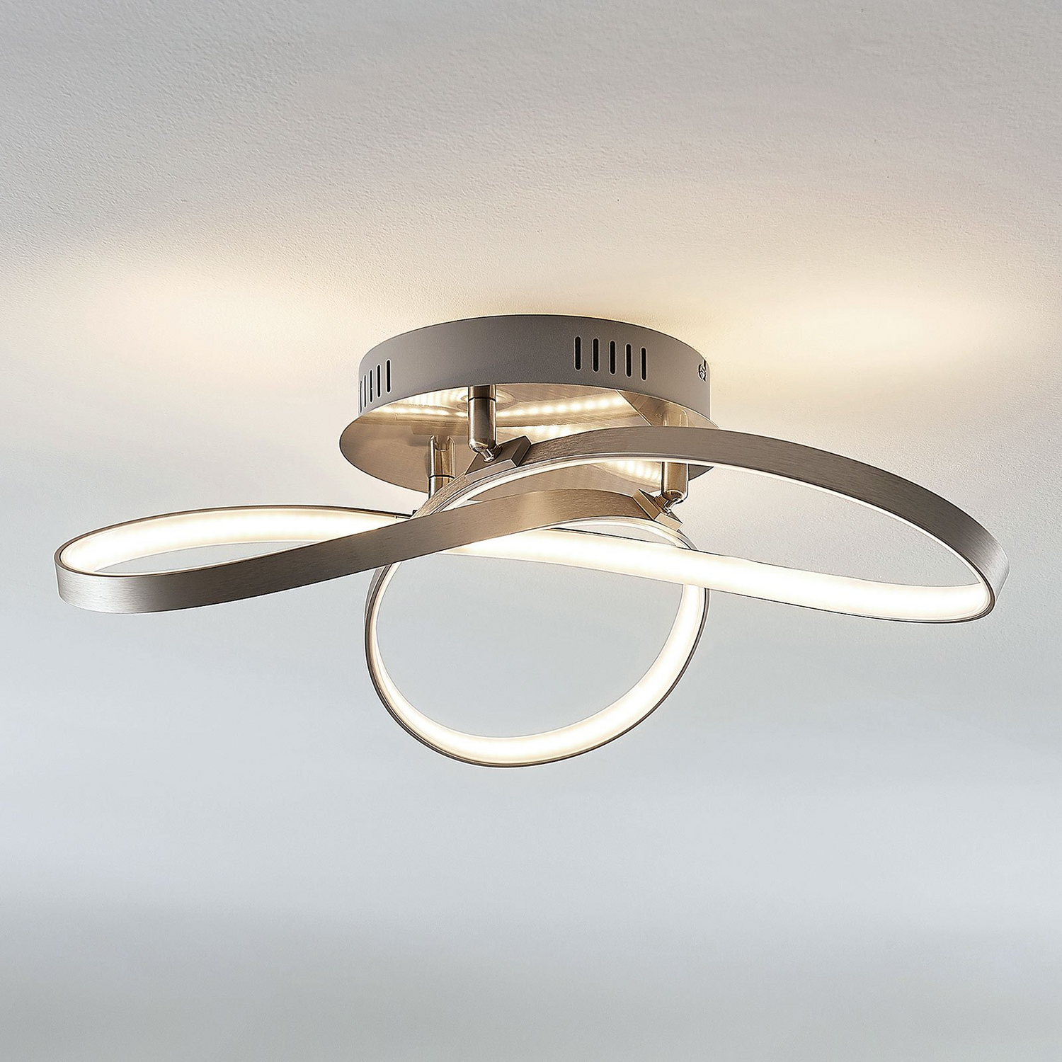 B-Ware Lindby Deckenleuchte Deckenlampe Led Saliha Nickel Metall Dimmbar Siehe Text