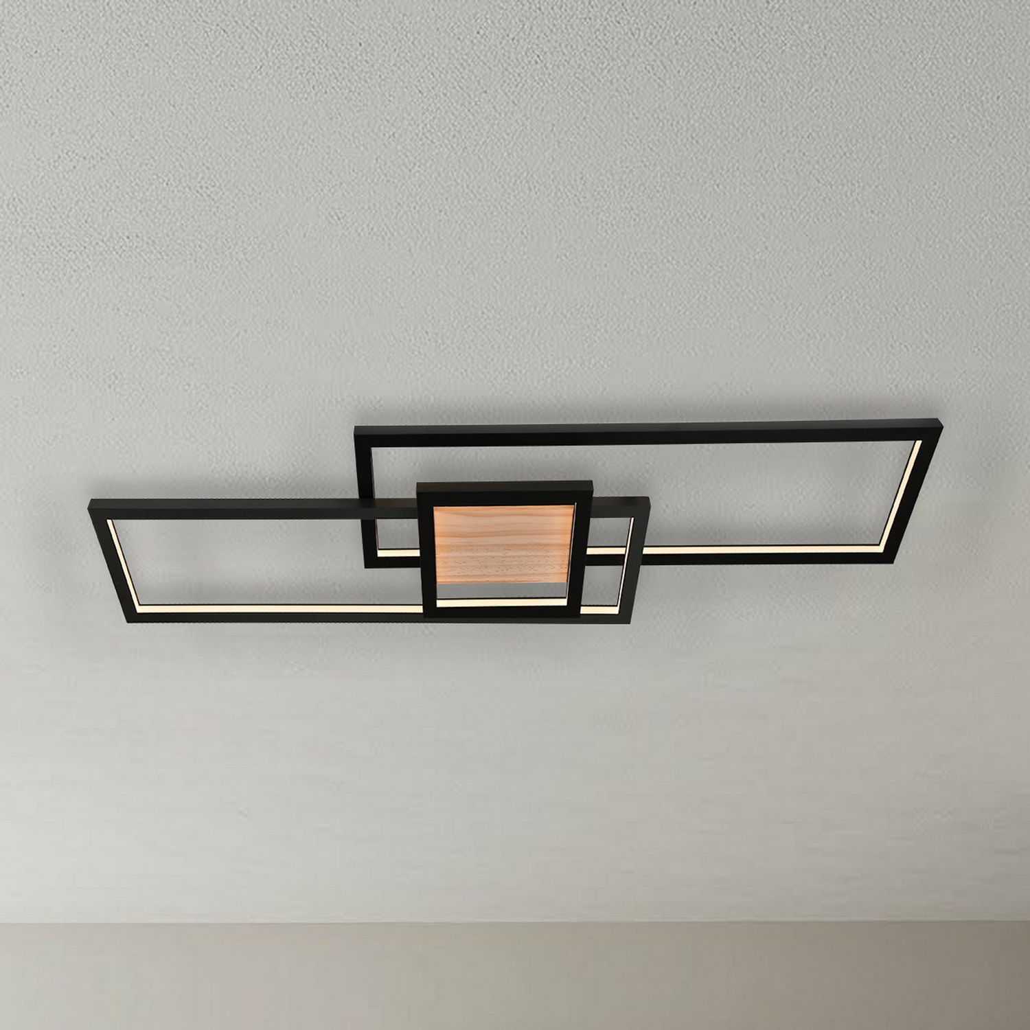 B-Ware Lindby Deckenleuchte Lampe Led Emiljan Schwarz Metall Dimmbar Holz Wohnzimmer59