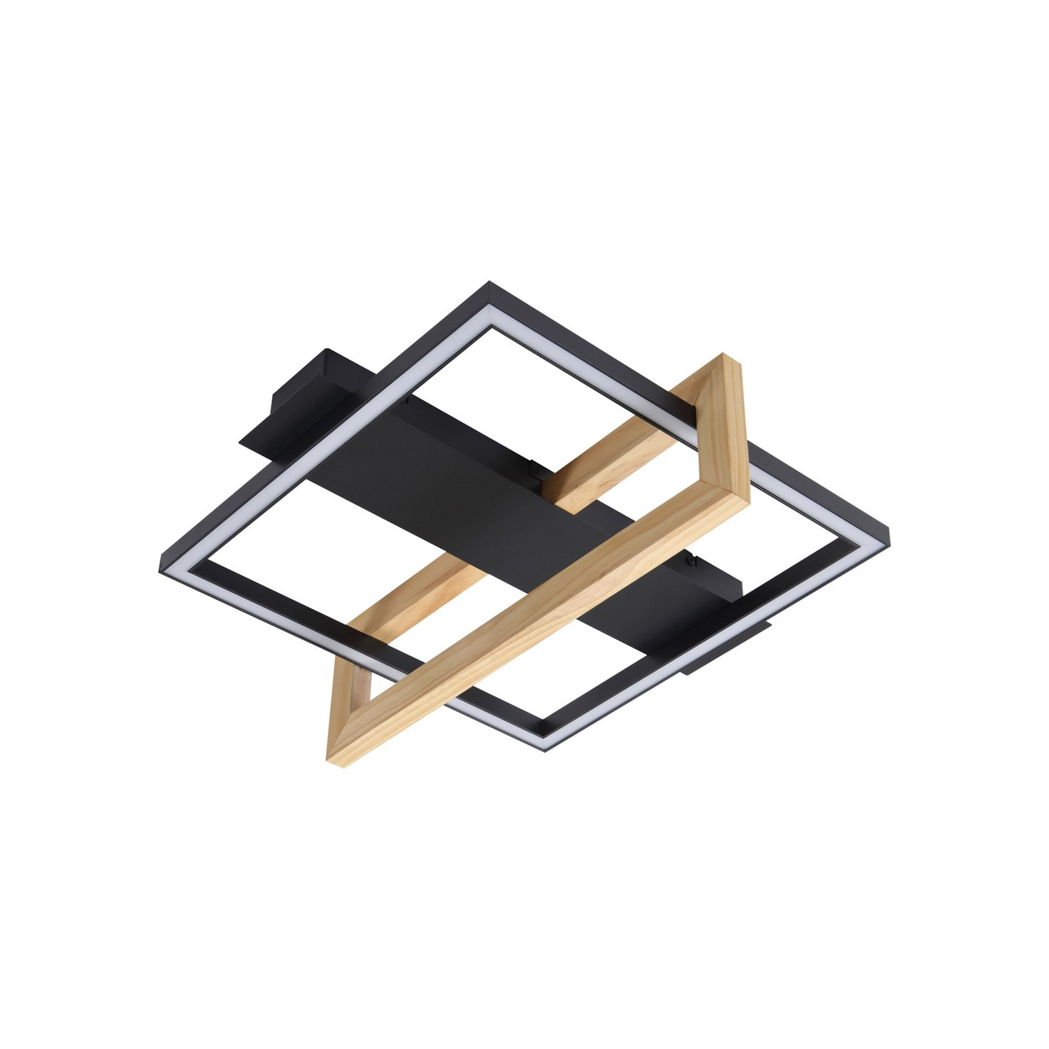 B-Ware Lindby Deckenleuchte Lampe Led Schwarz Holz Aluminium Kunststoff Holamu 46cm542