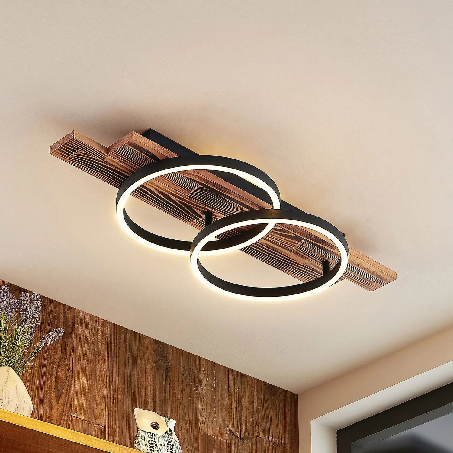 B-Ware Lindby Deckenleuchte Lampe Led Holz Hell 75 Cm Sentoa Siehe Text