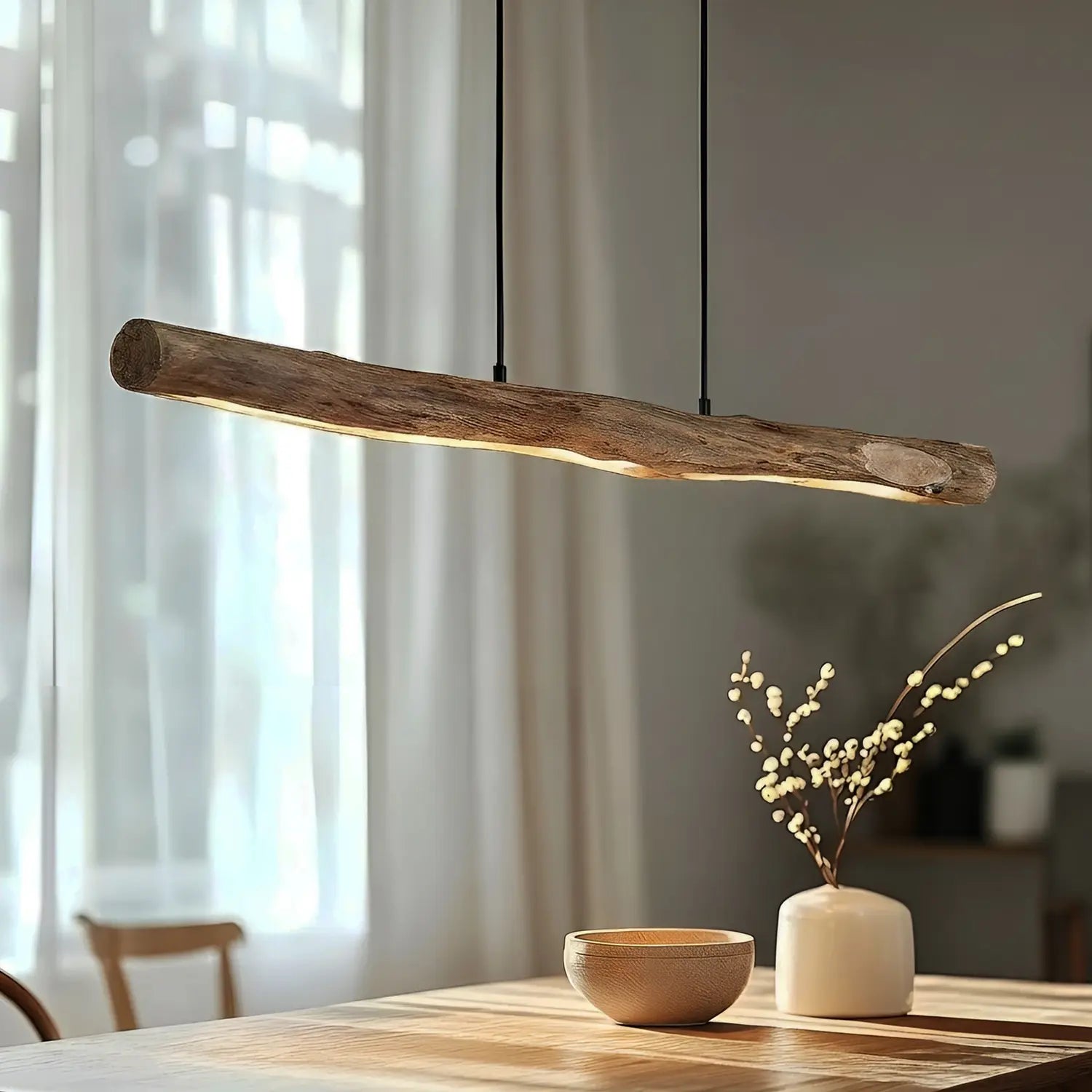 B-Ware Lindby Hängeleuchte Pendelleuchte Led Nekala Eukalyptusholz L120cm Siehe Text