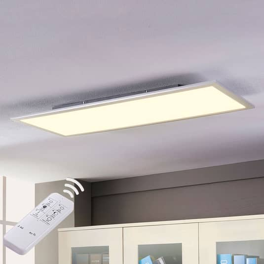 B-Ware Lindby Led Panel Deckenleuchte Weiß Silber Cct Dimmbar 120x30 Cm Siehe Text