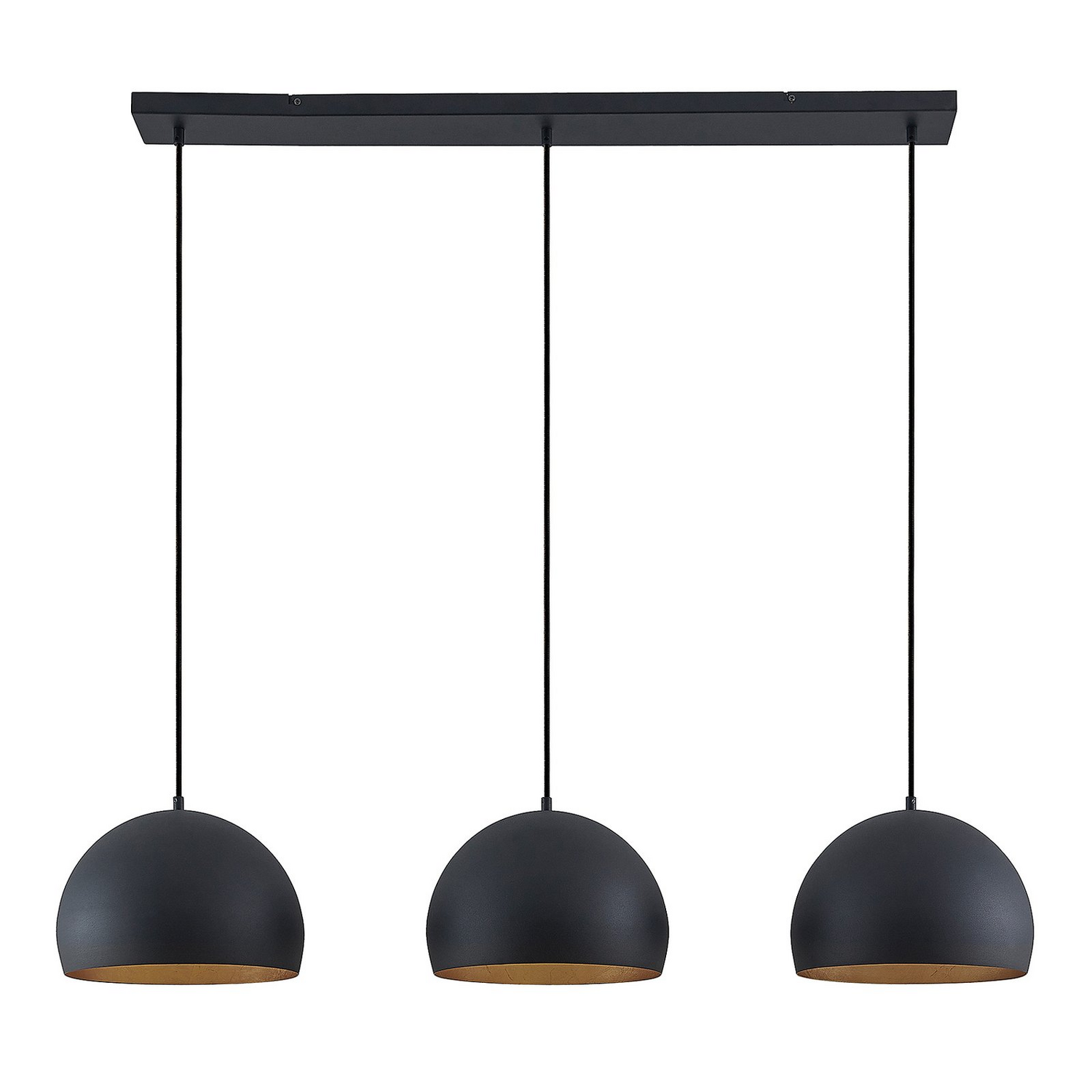 B-Ware Lindby Hängelampe Pendellampe Tarjei Schwarz Gold Metall Länge 120cm Esszimmer