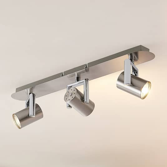 B-Ware Lindby Reina Deckenstrahler Deckenlampe Deckenlampe Lampe Nickel 3 Fl. Lang