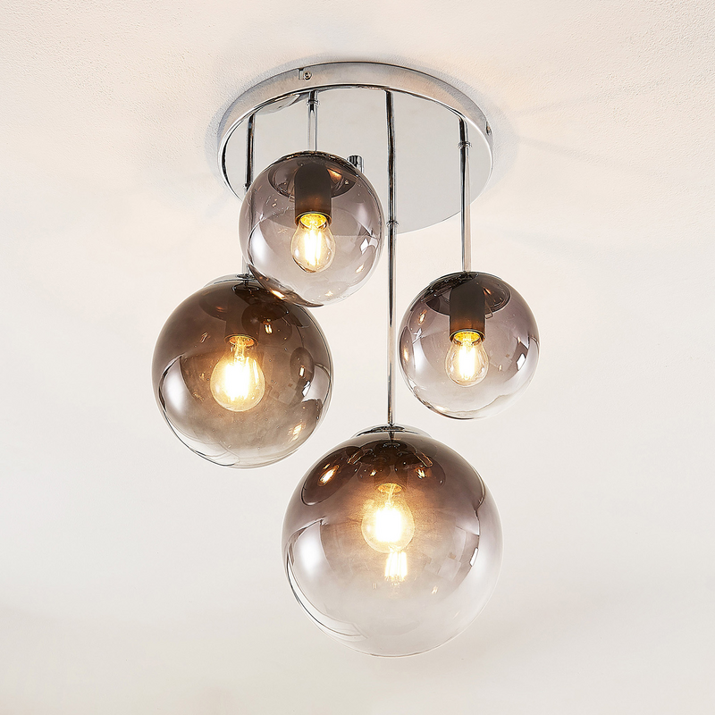 B-Ware Lindby Robyn Glas Deckenlampe Deckenleuchte Lampe Leuchte 4 Flammig E27 Chrom