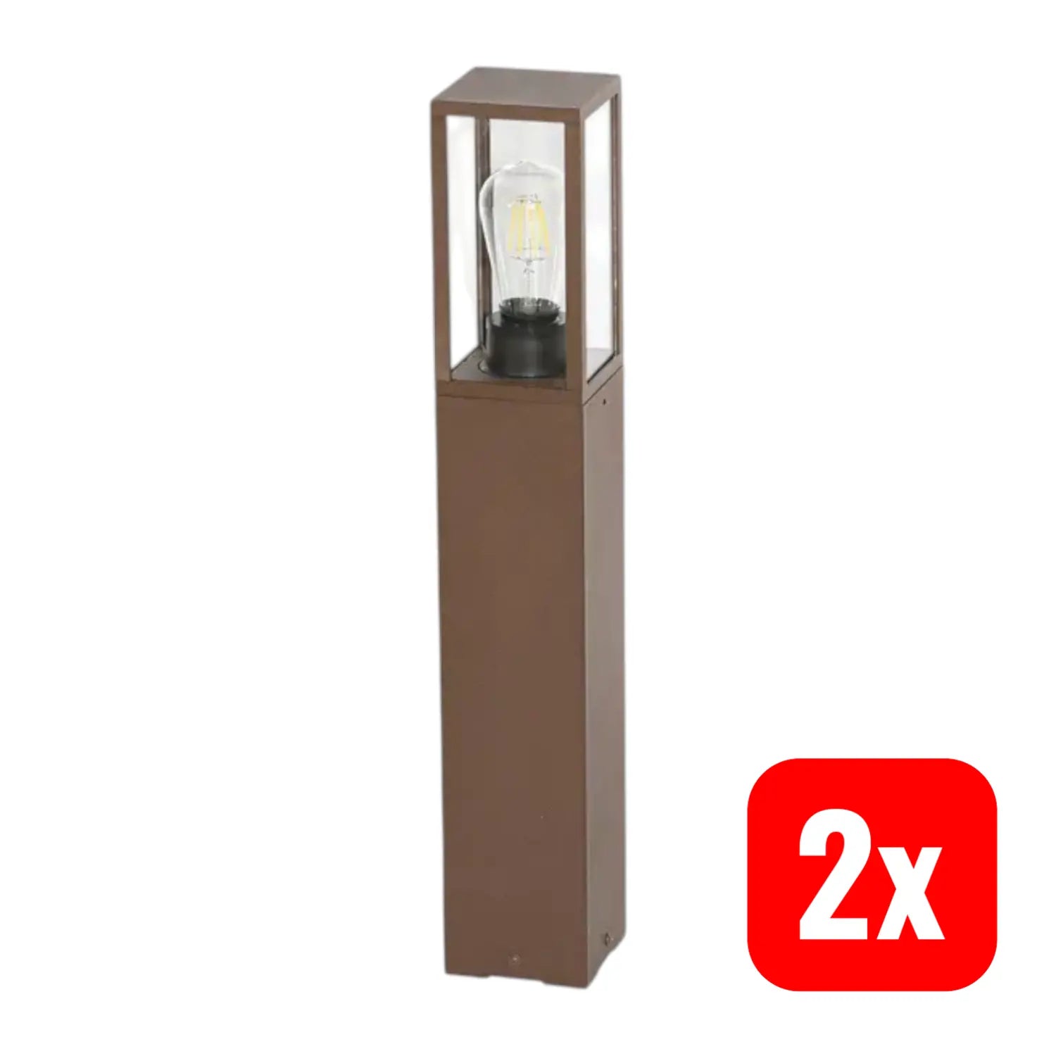 B-Ware Lindby Sockelleuchte Gartenleuchte Robigus Alu Rostfarben 60 Cm E27 Led 2 Stück