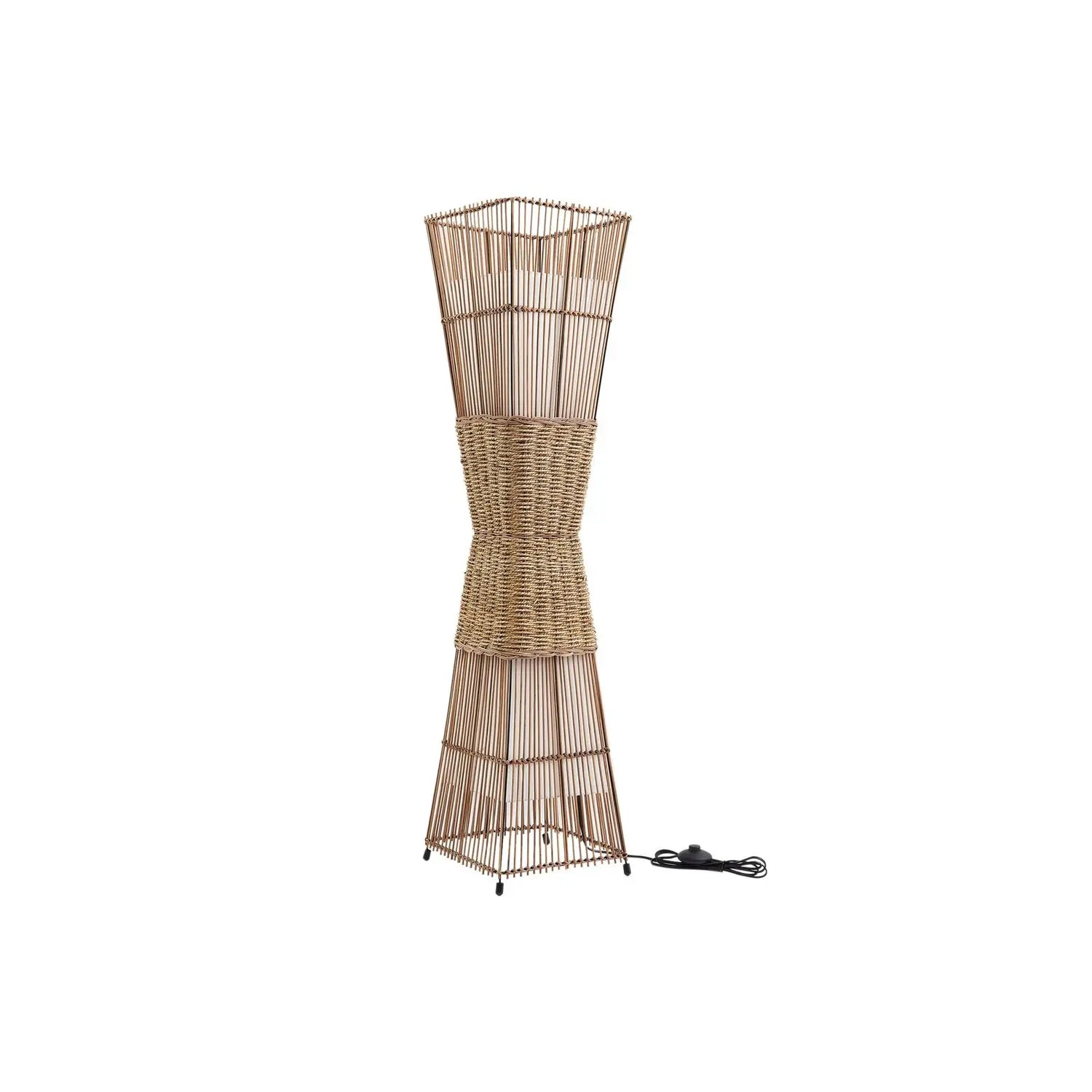 B-Ware Lindby Stehleuchte Standlampe Jacinto Bambus Hanf Höhe 130 Cm Naturfarbe