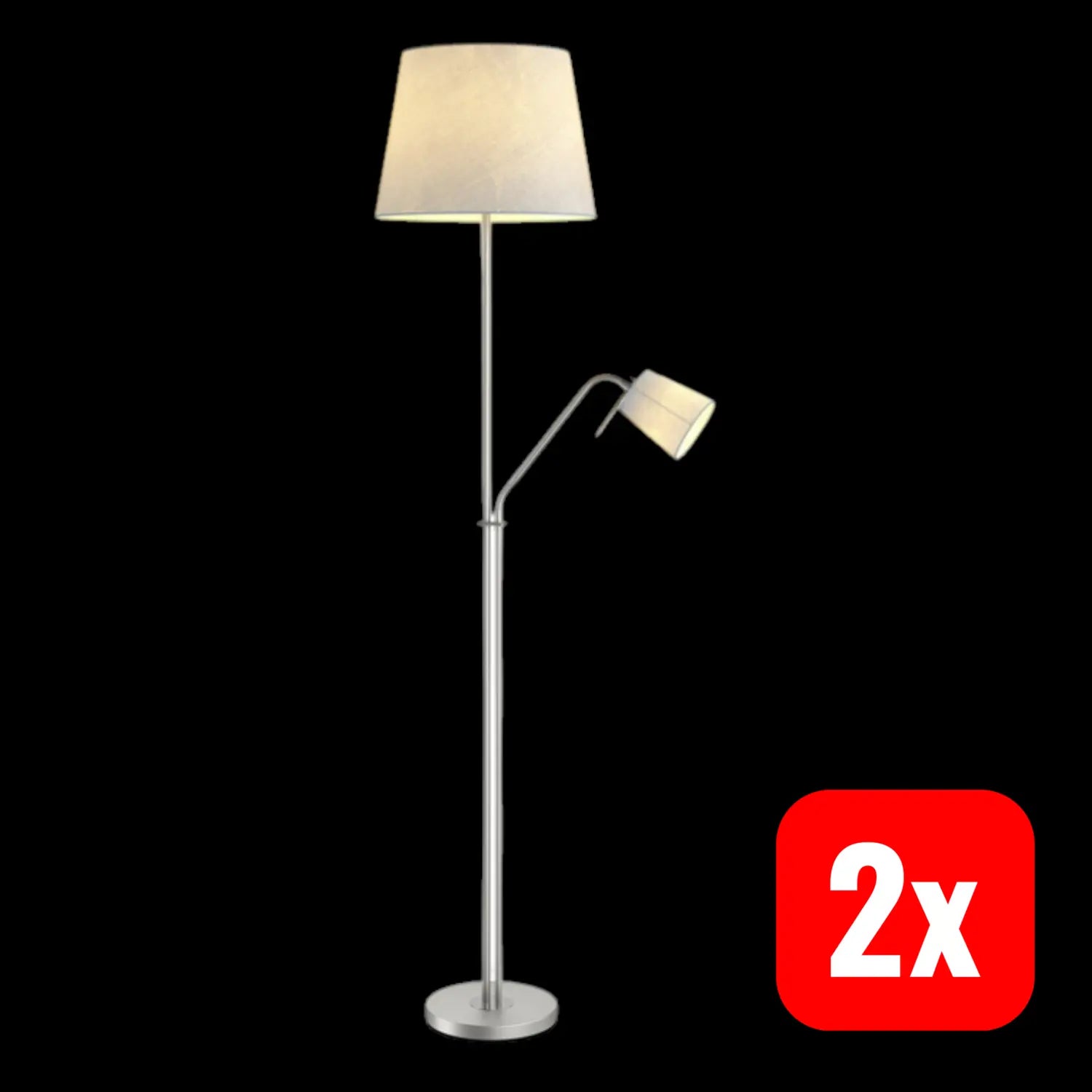 B-Ware Lindby Nantwin Stehleuchte Lichtquelle E27 Led Lampe Grau Stoffschirm 2 Stück