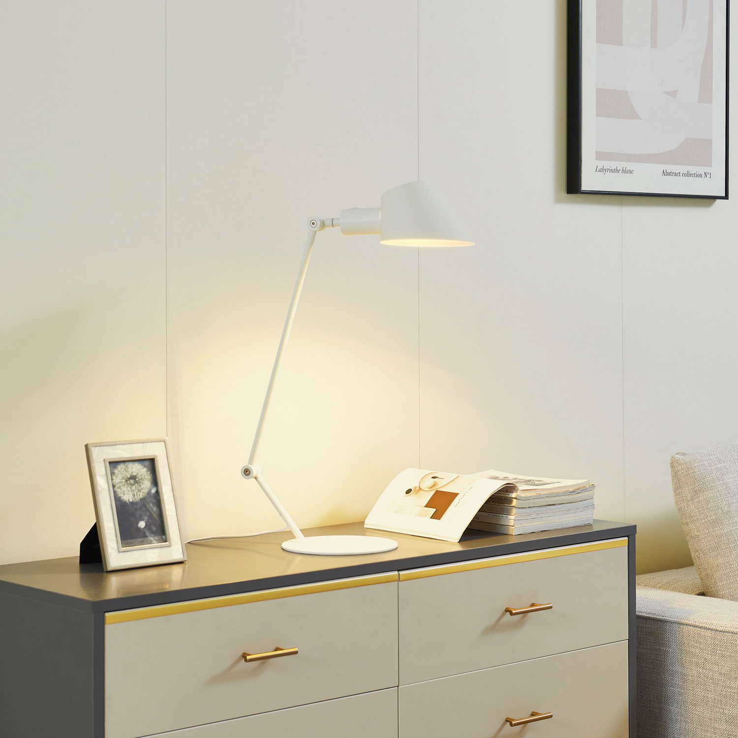 B-Ware Lindby Tischleuchte Corali Weiß Metall Höhe 64 Cm Leselampe Tischlampe Lampe666