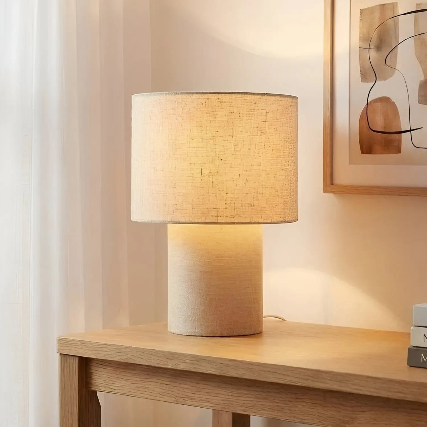 B-Ware Lindby Tischleuchte Lampe Elfie Textil Beige E27 Schalter