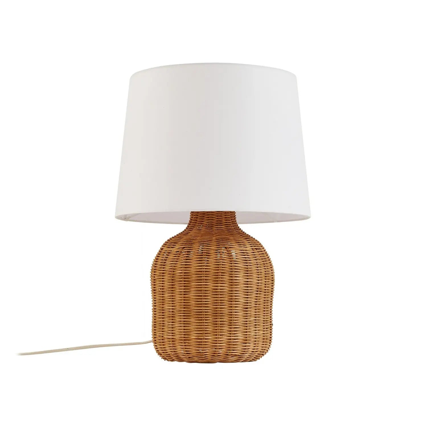 B-Ware Lindby Tischleuchte Tischlampe Lirenda Rattan Leuchte Lampe Natur/Weiß H52cm
