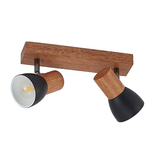 B-Ware Lindby Tonja Decken Strahler Mit Holz Zweiflammig Deckenlampe Deckenlicht E14