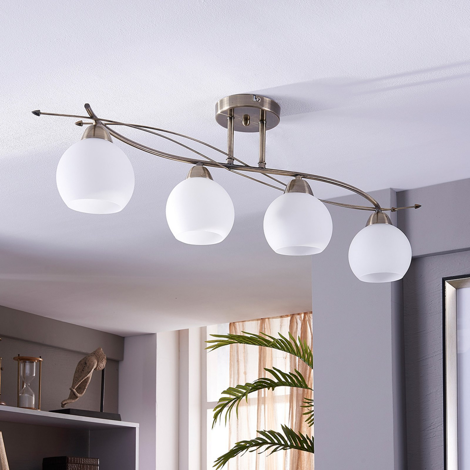 B-Ware Lindby Deckenlampe Leanda Hängeleuchte Lampe Leuchte 4 Flammig E14 Weiß Mess258
