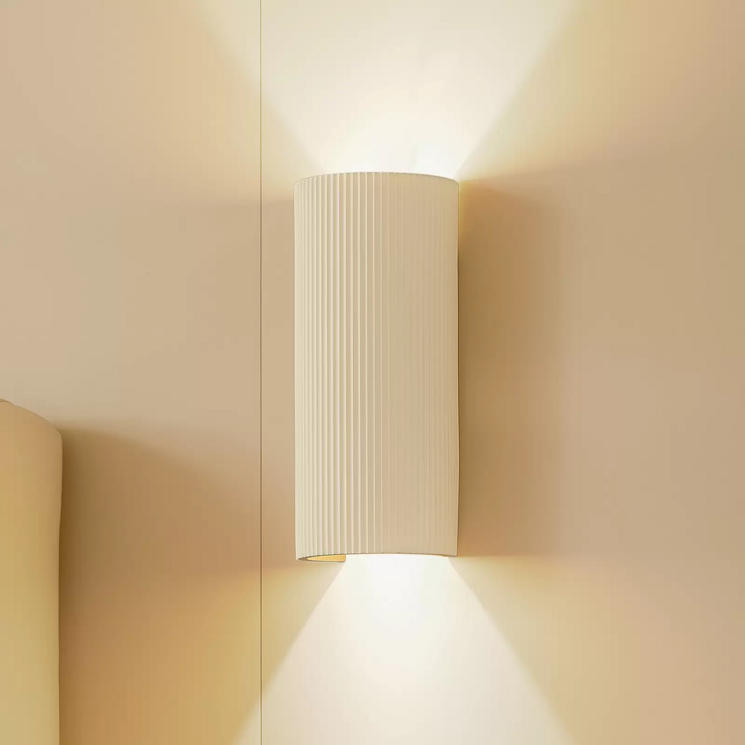 B-Ware Lindby Wandleuchte Colja Wandlampe Wandlicht Leuchte Rund Höhe 30,5 Cm Gips Weiß