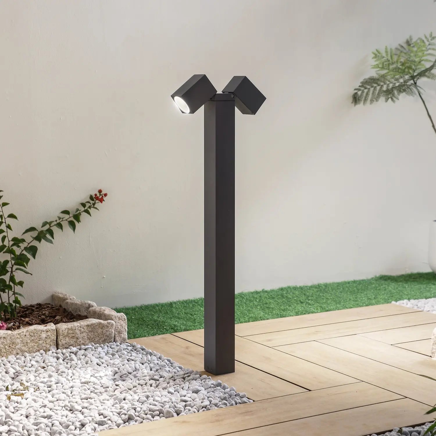 B-Ware Lindby Wegeleuchte Außenlampe Othil Anthrazit 2flg 80cm Metall