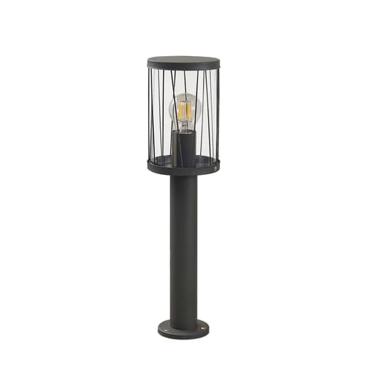 B-Ware Lindby Yonan Sockelleuchte Außenleuchte Außenlampe Leuchte Lampe Rund Dunkelgrau