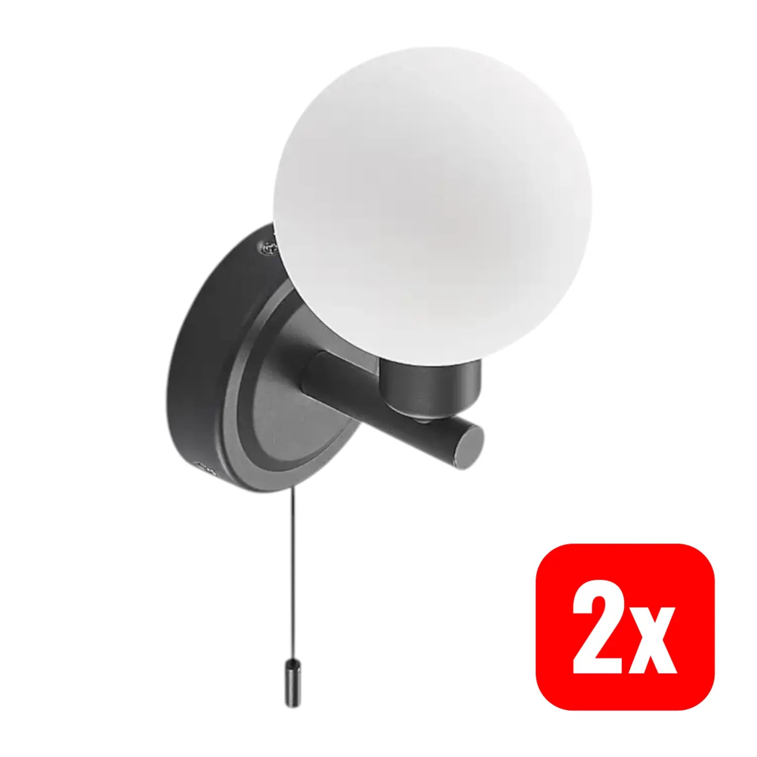 B-Ware Lindby Wandleuchte Wandlampe Zaniba Schwarz Stahl Glas Ip44 Schalter G9 2 Stück