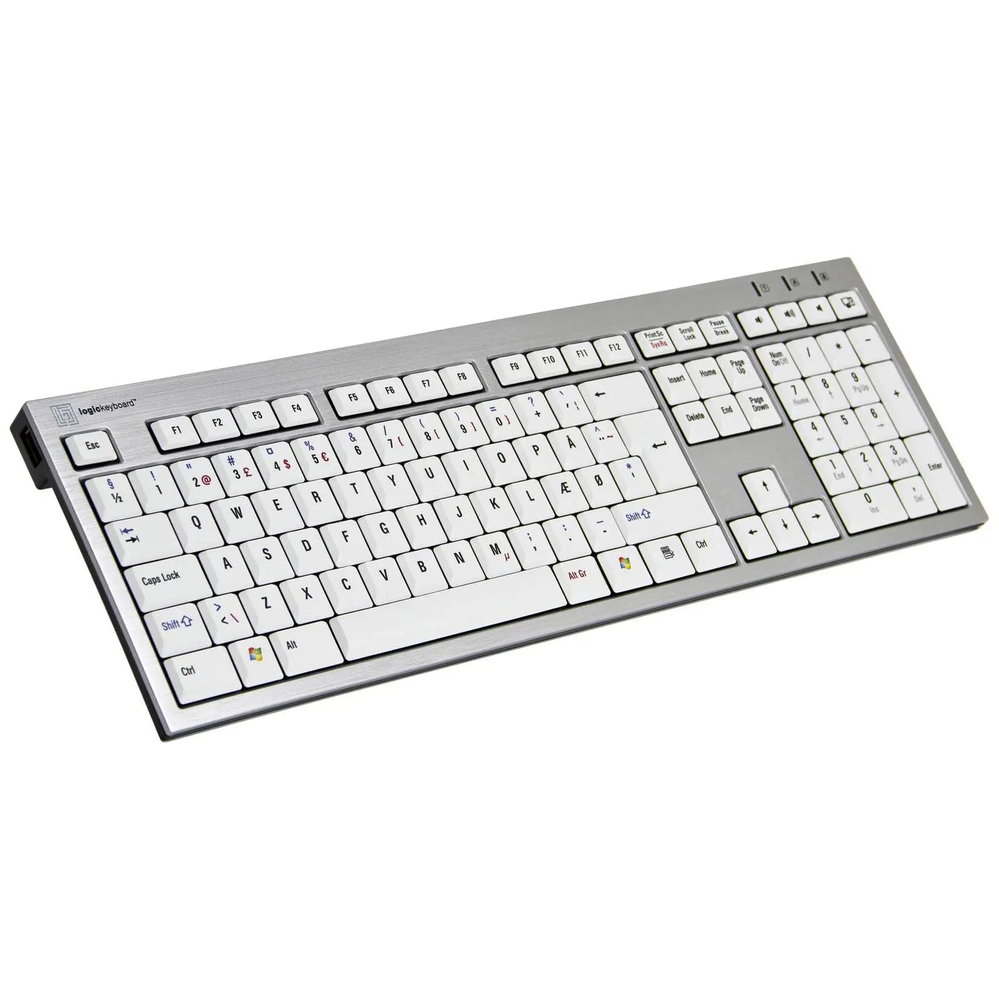 B-Ware Logickeyboard Tastatur Keyboard De Qwertz Grau Multimediatasten Usb Hub Windows