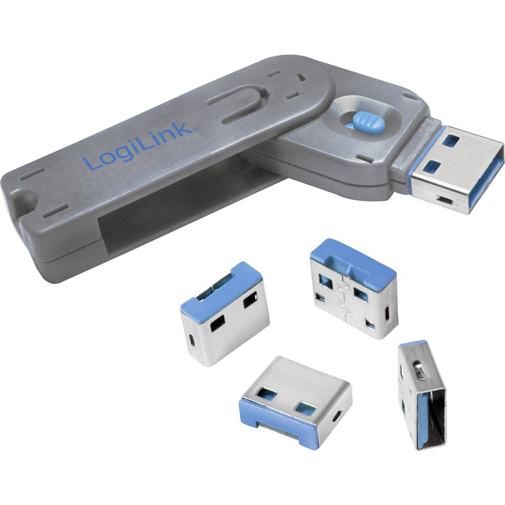 B-Ware Logi Link Usb Port Au0043 Schloss Usb A Port Silber Blau 1 Schlüssel 4 Schlösser