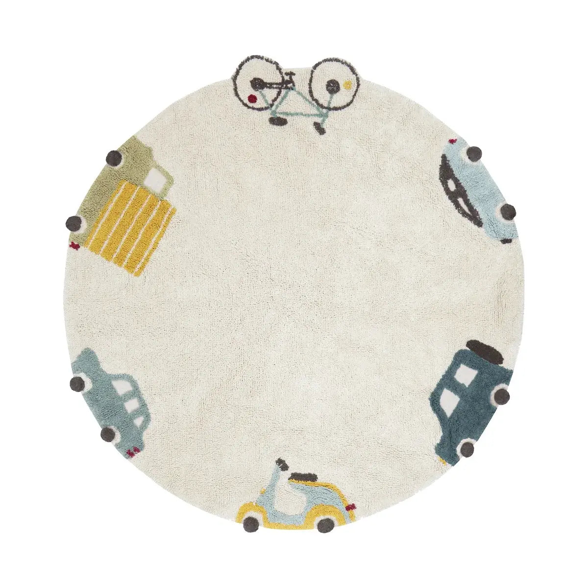 B-Ware Lorena Canals Teppich Spielteppich Wheels Natur Blau Baumwolle Siehe Text/Foto