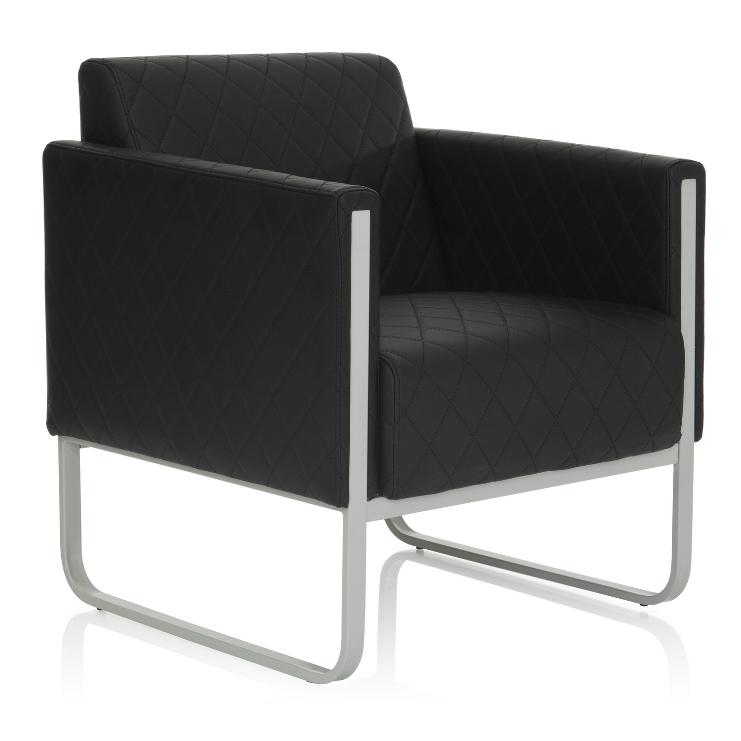 B-Ware Loungesessel Sofa Hjh Office Synonym Aruba Step Kunstleder 1 Sitzer Schwarz Grau
