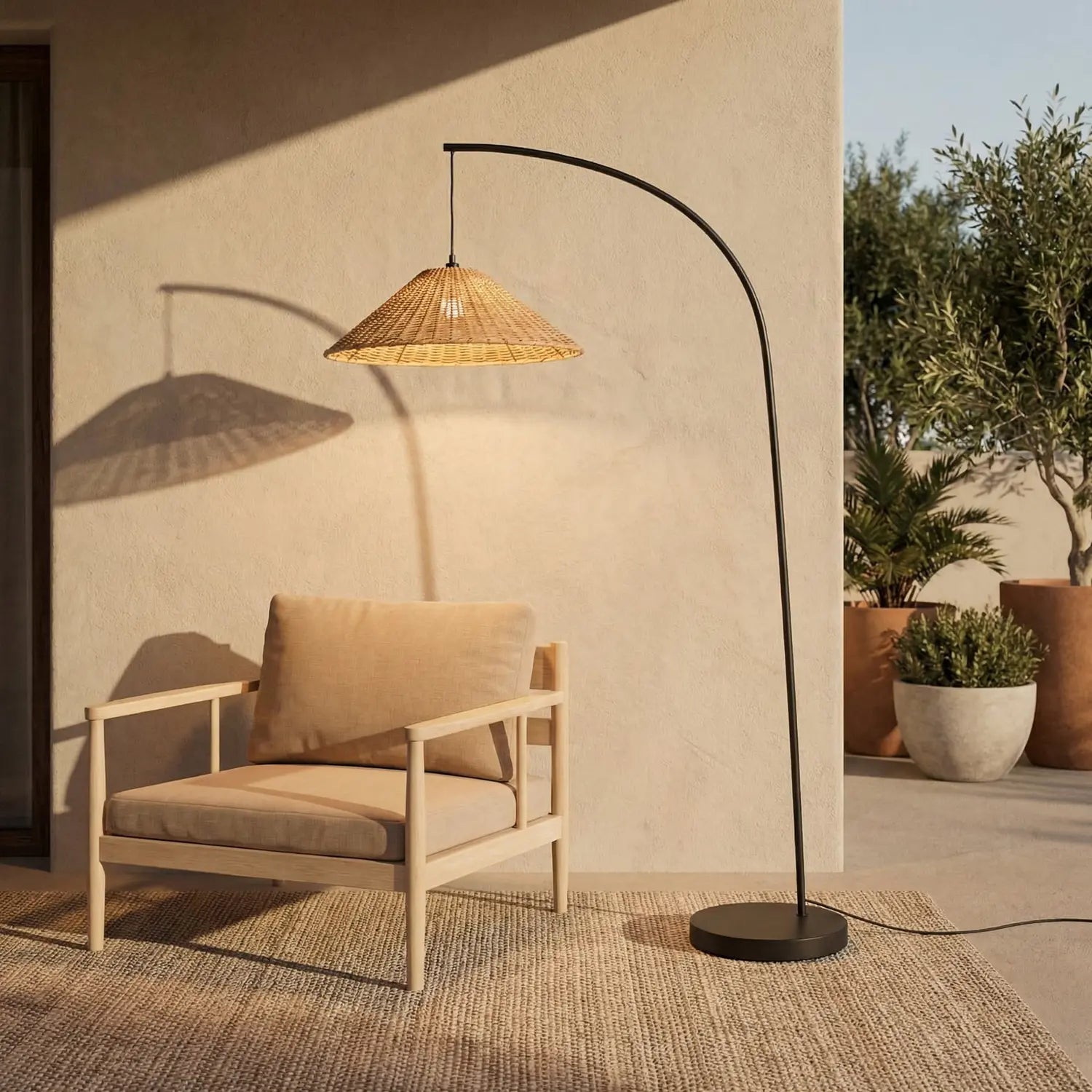 B-Ware Lucande Außenleuchte Stehlampe Lampe Taniola Rattan Holz Schwarz Ip44 Outdoor