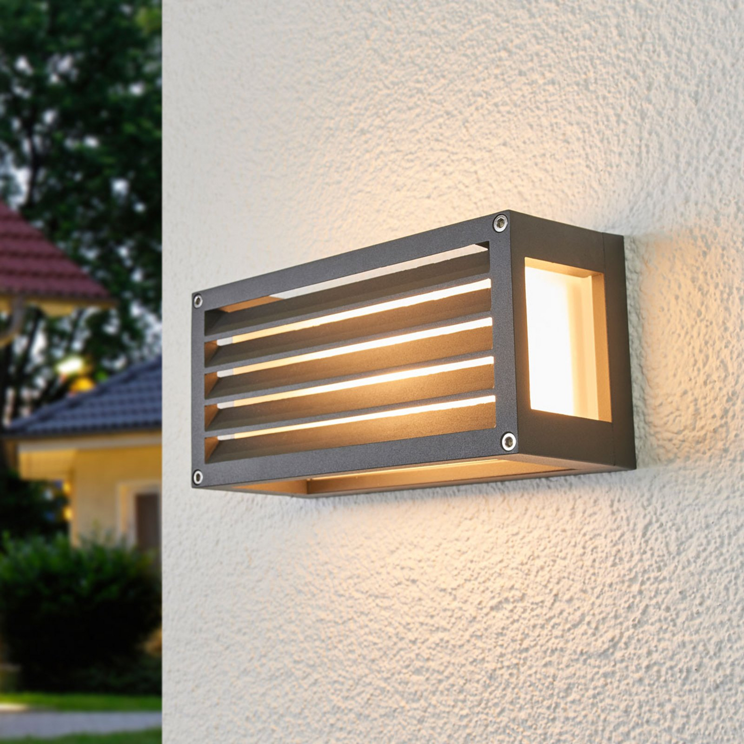 B-Ware Lucande Gestreifte Außen Wandleuchte Aurelien Wandleuchte Lampe E 27 Dunkelg80