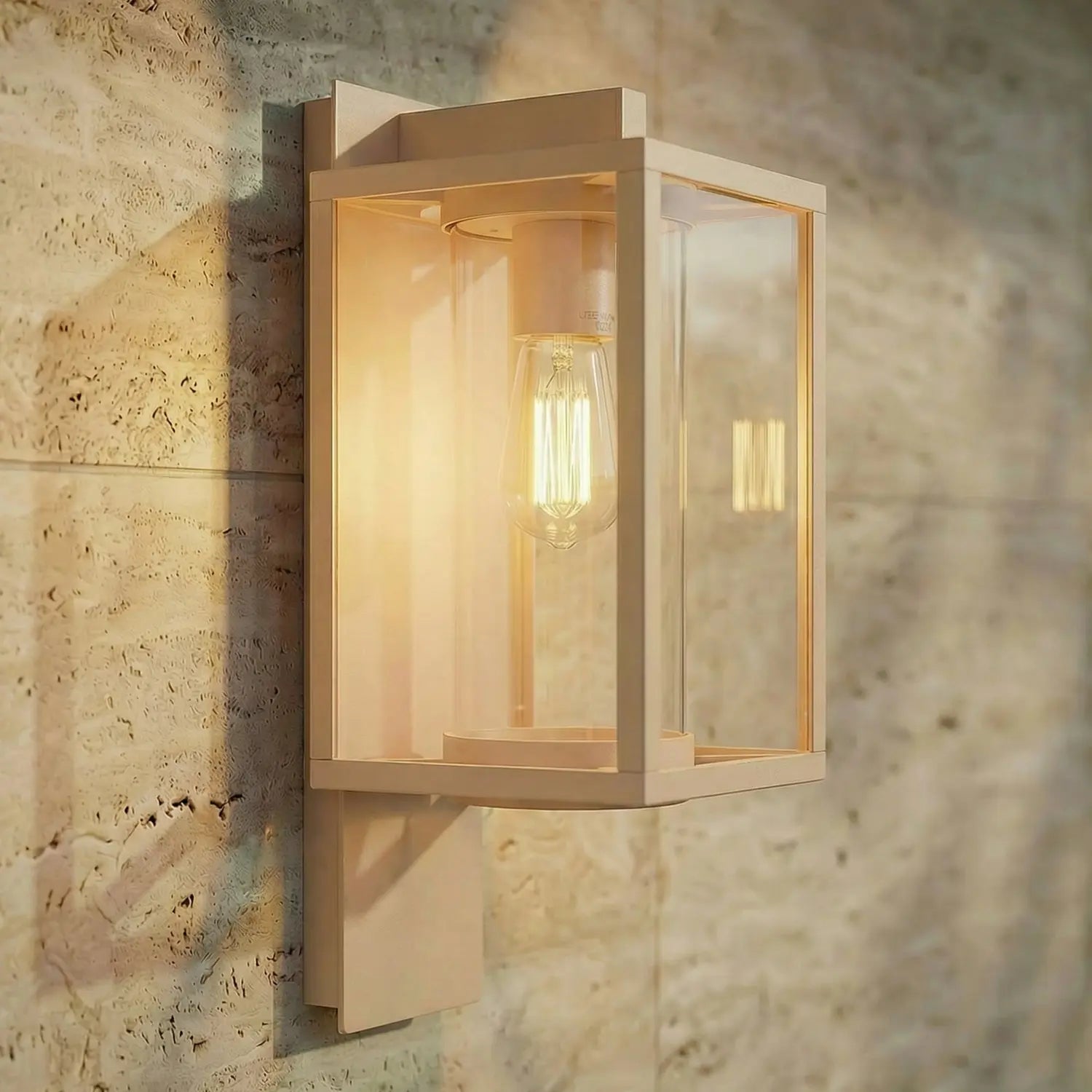 B-Ware Lucande Außenwandleuchte Wandlampe Ferda Außenleuchte Beige Glas E27 Led Ip44