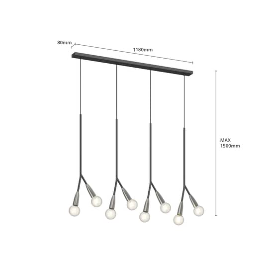 B-Ware Lucande Carlea Hängeleuchte Hängeleuchte Lampe Leuchte 8 Fl., Schwarz Nickel Ip2