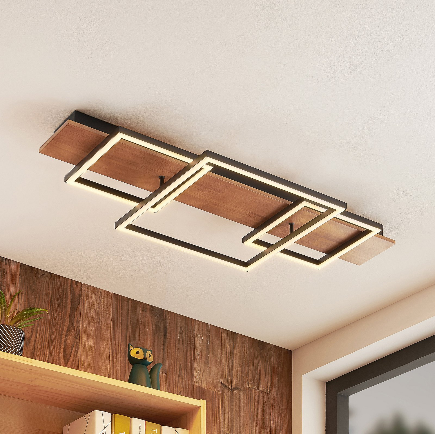 B-Ware Lucande Chariska Led Deckenlampe Deckenleuchte Lampe Leuchte Holz Schwarz 95c324