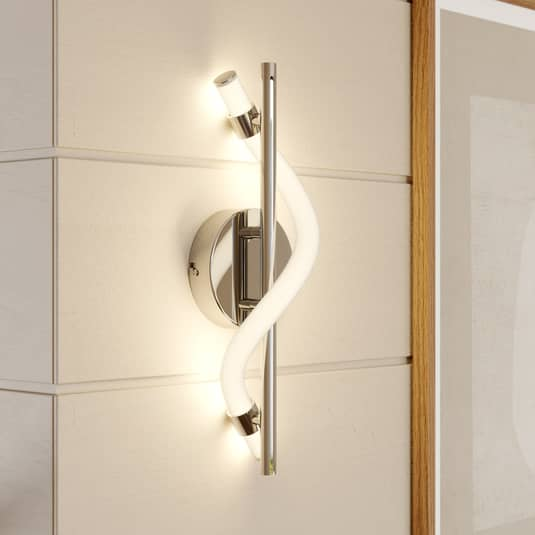 B-Ware Lucande Curla Led Wandleuchte Wandlampe Wandlicht Leuchte Lampe Licht Led Chrom