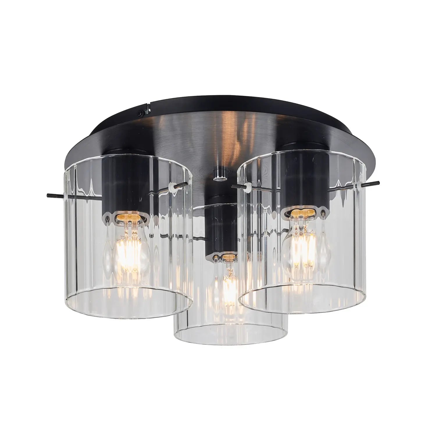 B-Ware Lucande Deckenleuchte Deckenspot Lampe Eirian Glas Schwarz Transparent E27