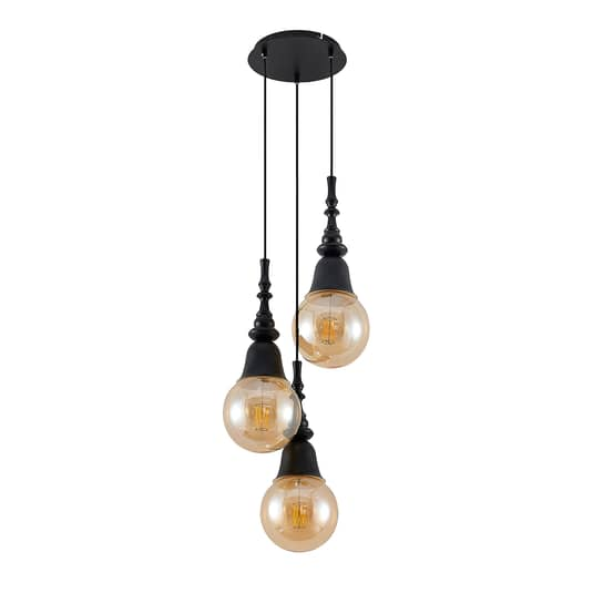 B-Ware Lucande Gesja Pendelleuchte Deckenlampe Hängeleuchte Deckenlicht 3 Flg Schwarz