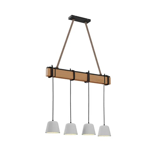 B-Ware Lucande Hakona Holz Hängeleuchte 4 Betonschirme Deckenlampe Hängeleuchte Lampe E