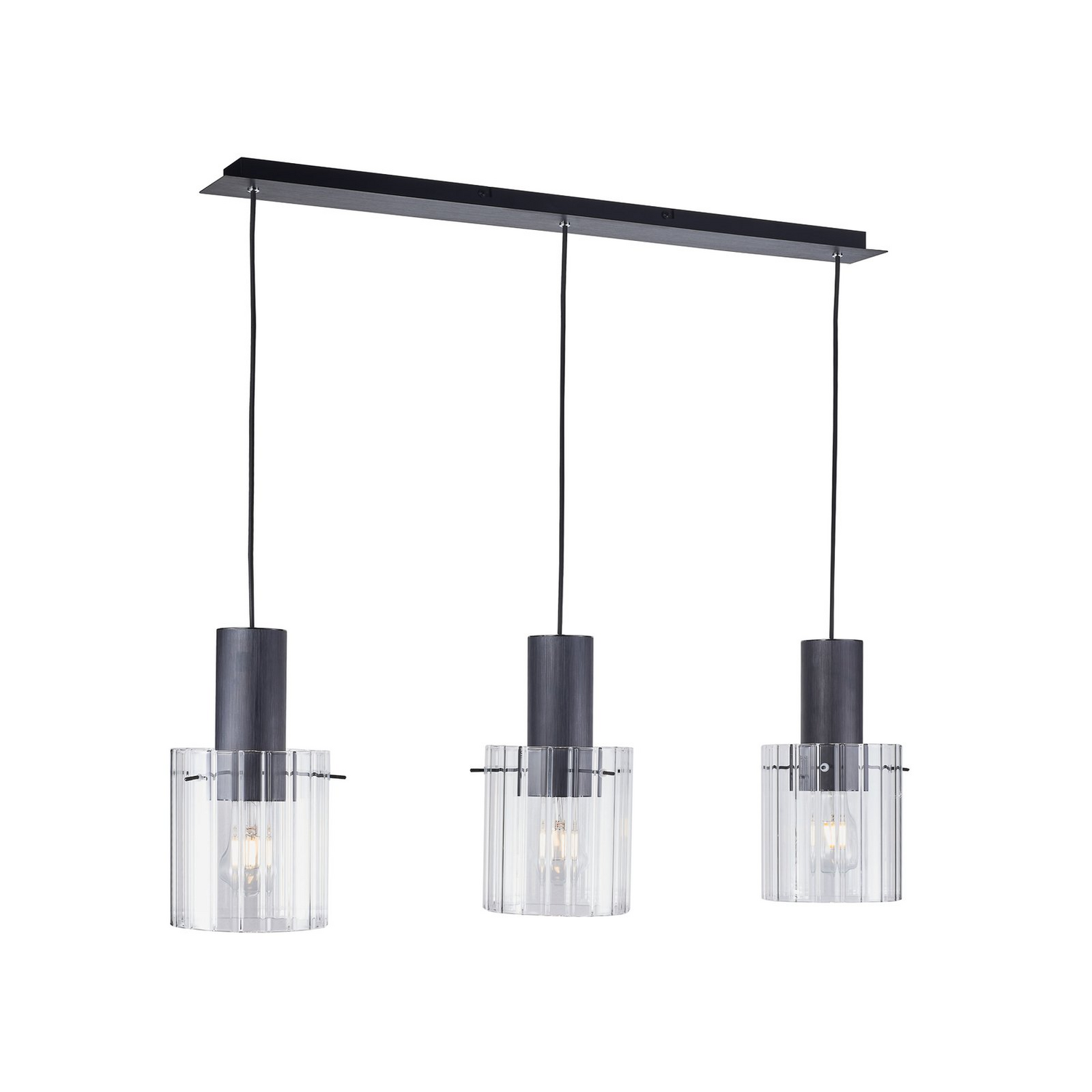 B-Ware Lucande Hängeleuchte Pendelleuchte Eirian Glas 3 Flammig Schwarz 90 Cm Lampe