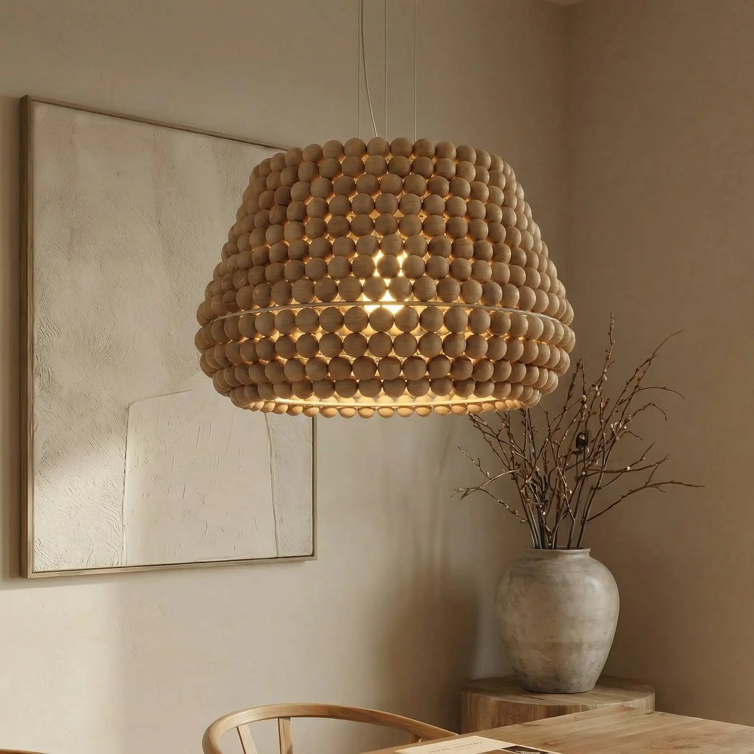 B-Ware Lucande Hängeleuchte Pendelleuchte Melori Holz Naturfarben Skandinavisch E27 Led