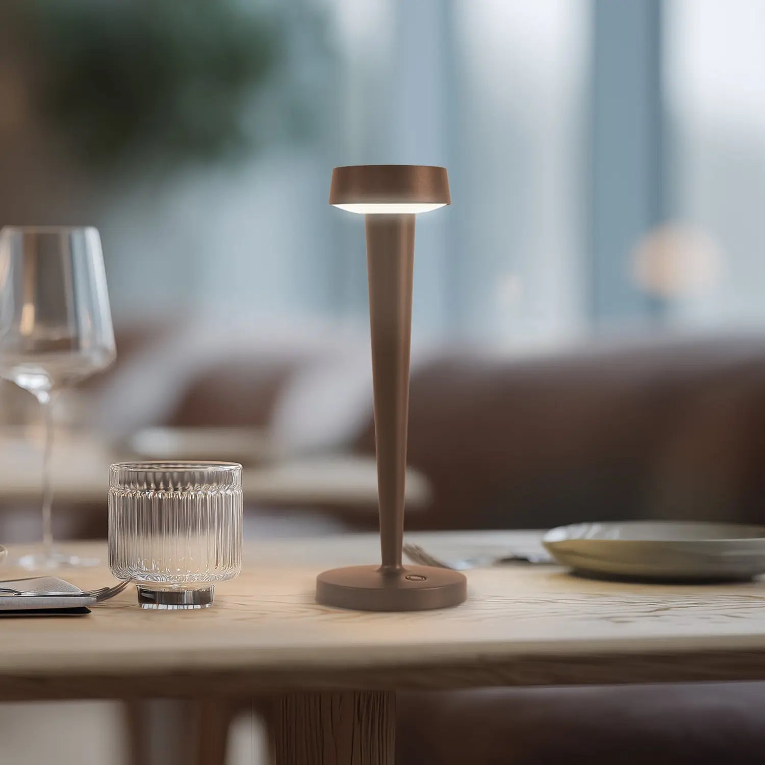 B-Ware Kerzenständer Leuchte Vase Lucande Akku Led Lea Dunkelbraun 28 Cm